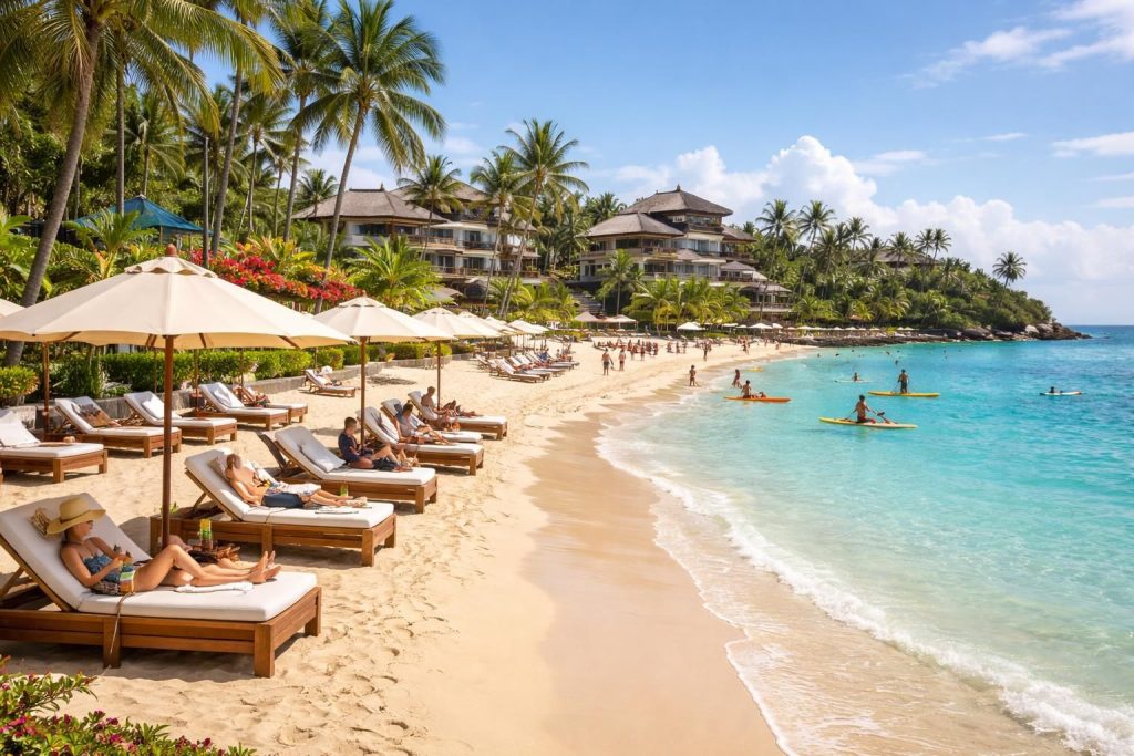 découvrez nusa dua à bali, un paradis balnéaire avec ses plages paradisiaques, ses hôtels de rêve et une multitude d'activités pour tous les goûts.